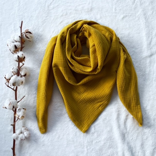 Detská mušelínová šatka veľká 125 x 125 cm horčicová