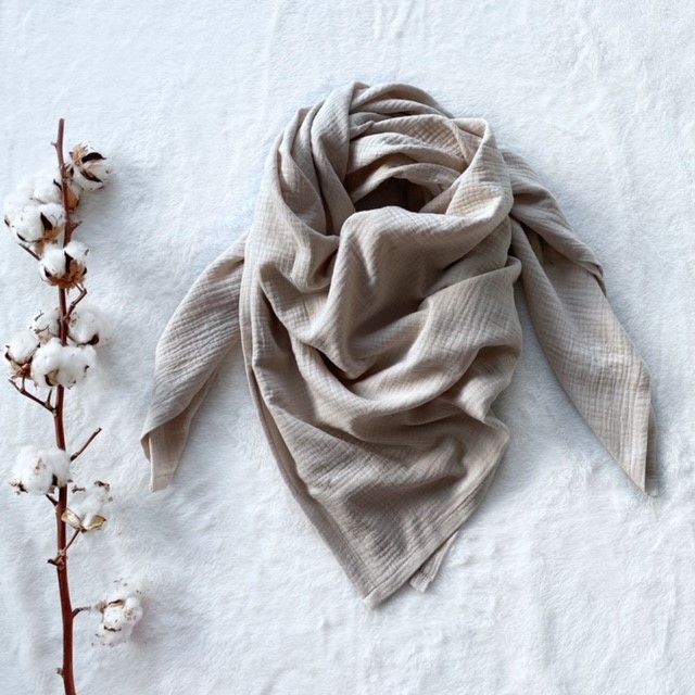 Detská mušelínová veľká šatka 125 x 125 cm krémová