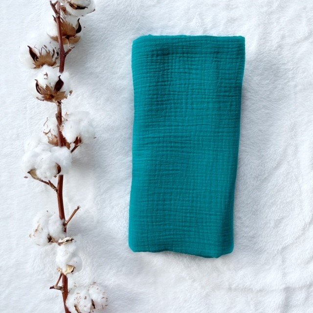 Detská mušelínová šatka veľká 125 x 125 cm petrolejová