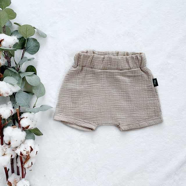 Detské letné mušelínové kraťasy krémové