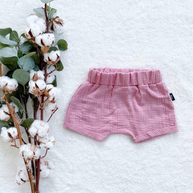 Detské letné mušelínové kraťasy staroružové