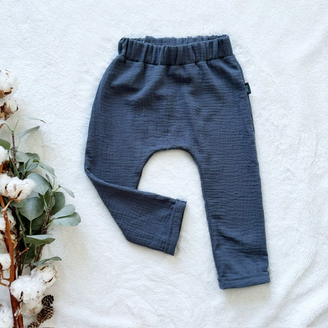 Detské mušelínové pudláčiky indigo