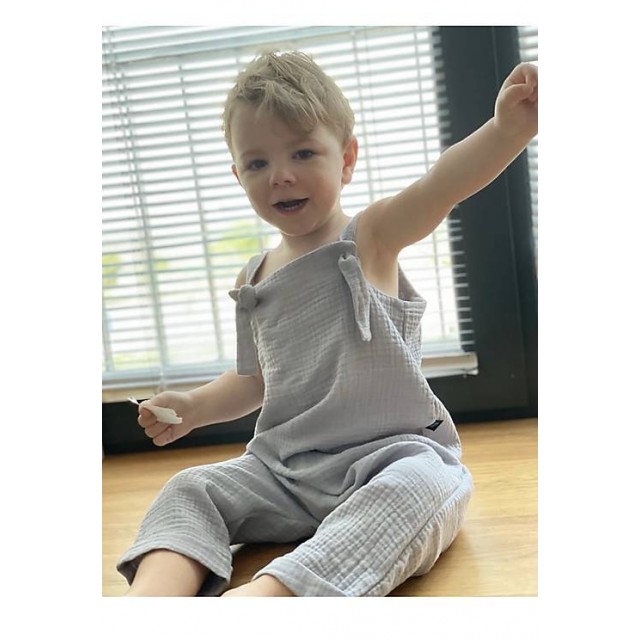 Detské letné mušelínové trakáče šedé