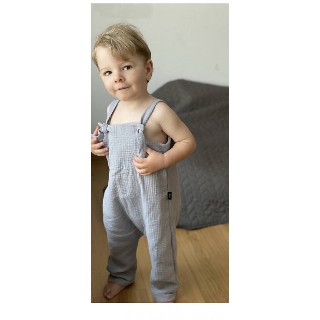 Detské letné mušelínové trakáče šedé