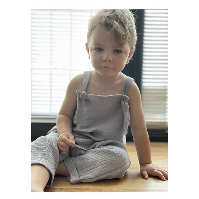 Detské letné mušelínové trakáče šedé