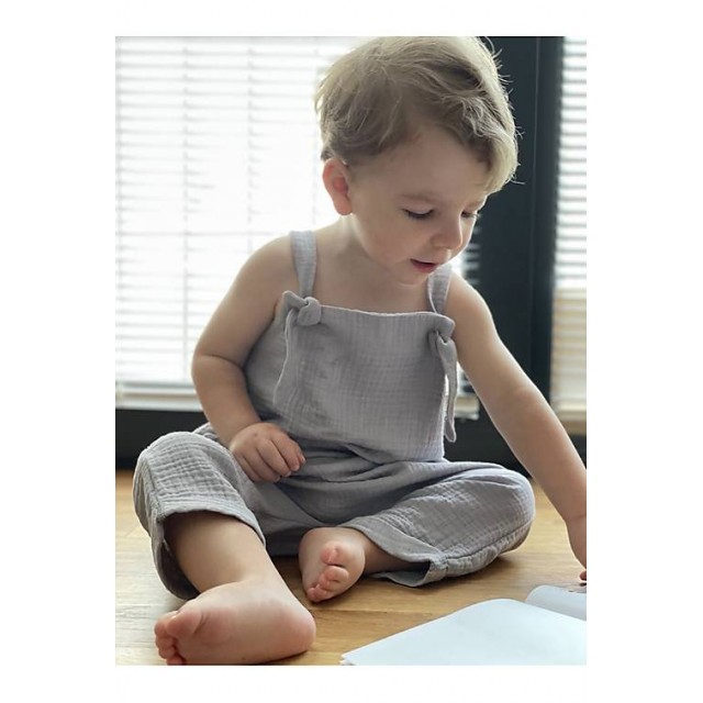 Detské letné mušelínové trakáče šedé