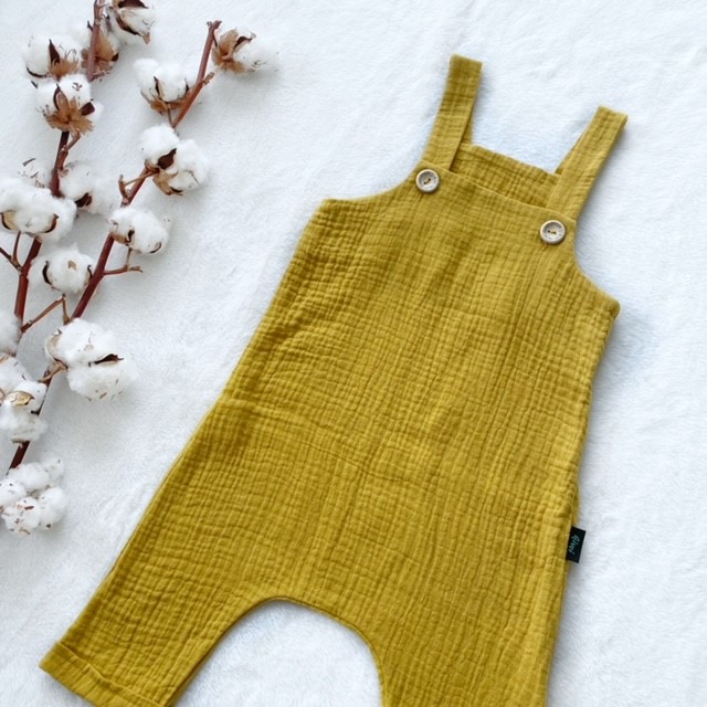 Detské letné mušelínové trakáče horčicové