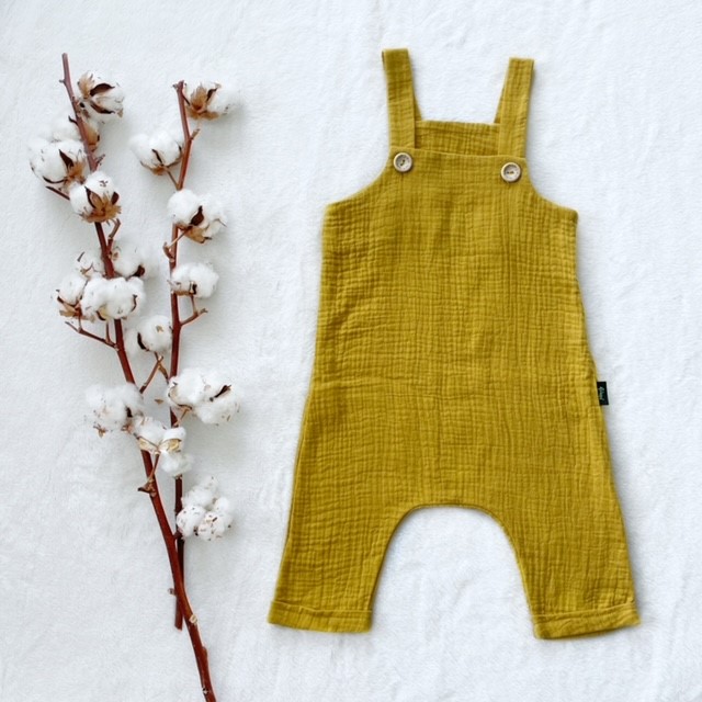 Detské letné mušelínové trakáče horčicové