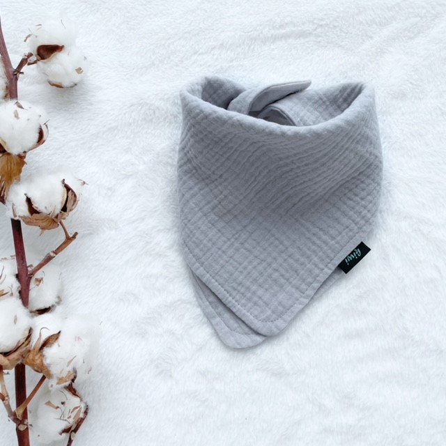 Detský mušelínový slintáčik pre bábätká bledošedý