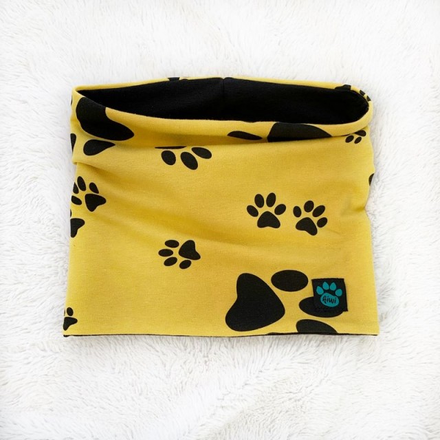 Detský nákrčník (tunel) ČIERNE PACKY horčicový