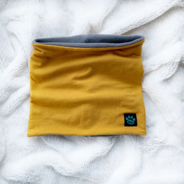 Detský zimný zateplený nákrčník (tunel) horčicový