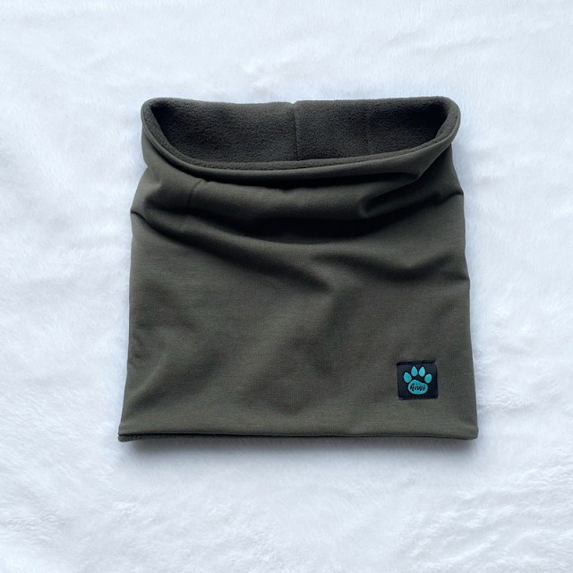 Detský zimný zateplený nákrčník (tunel) khaki