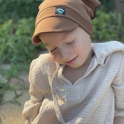 Detská letná šatka so šiltom hnedá