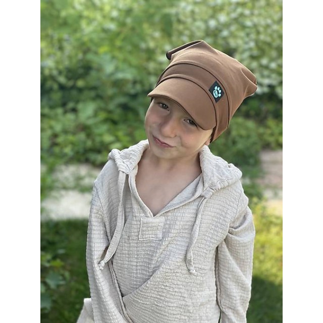 Detská letná šatka so šiltom hnedá