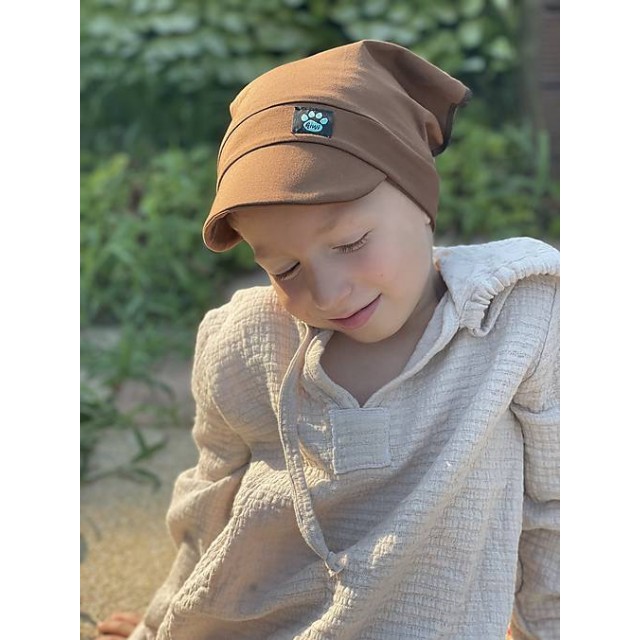 Detská letná šatka so šiltom hnedá