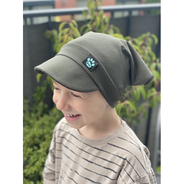 Detská letná šatka so šiltom khaki