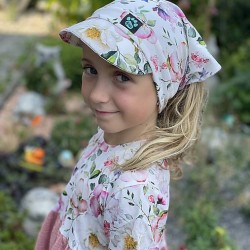 Detská letná šatka so šiltom KVETY