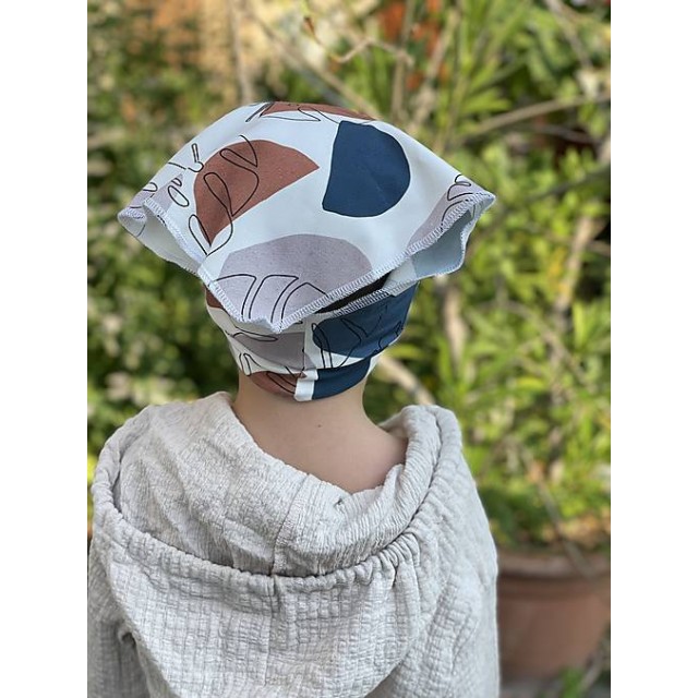 Detská letná bavlnená šatka so šiltom MONSTERA