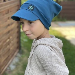 Detská letná šatka so šiltom petrolejová