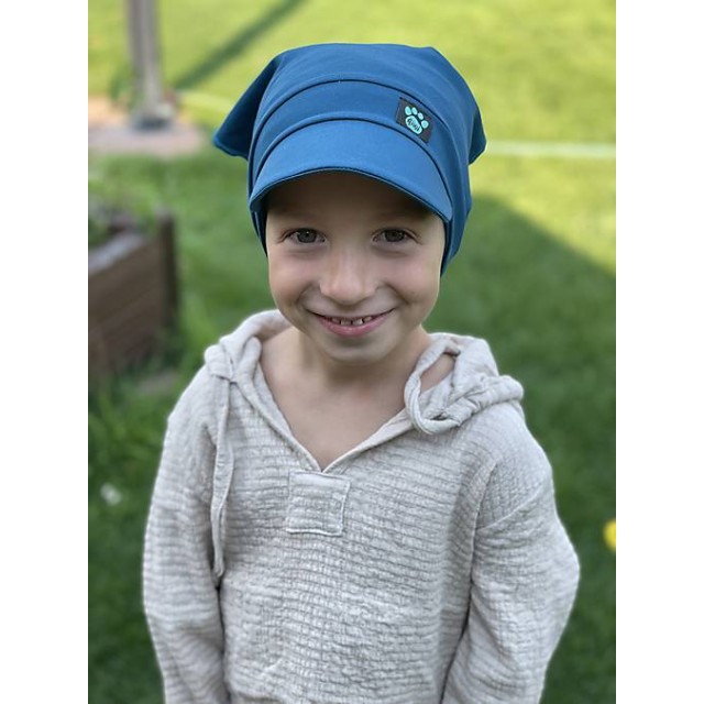 Detská letná šatka so šiltom petrolejová