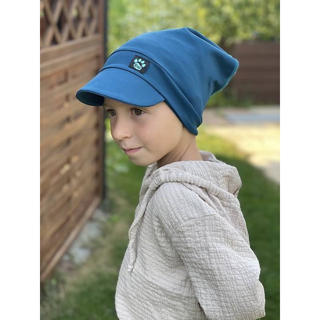 Detská letná šatka so šiltom petrolejová