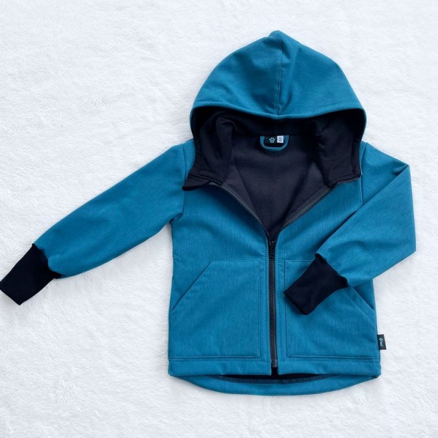 Detská softshellová bunda melírovaná petrolejová