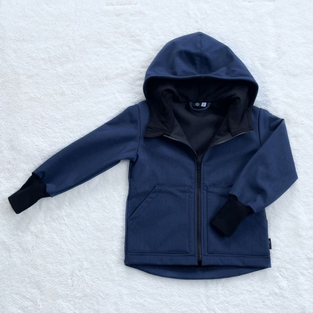 Detská softshellová bunda melírovaná tmavomodrá