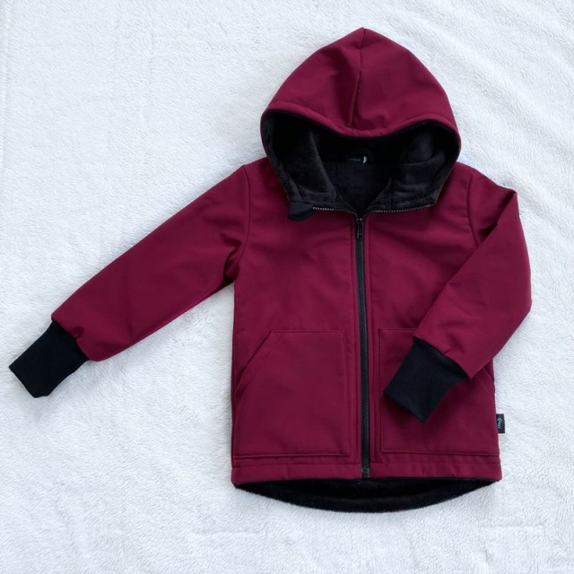 Detská softshellová zateplená bunda bordová