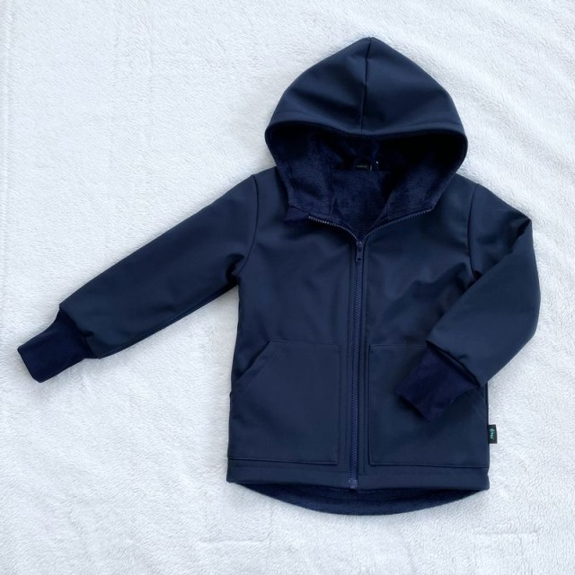 Detská zimná softshellová zateplená bunda tmavomodrá