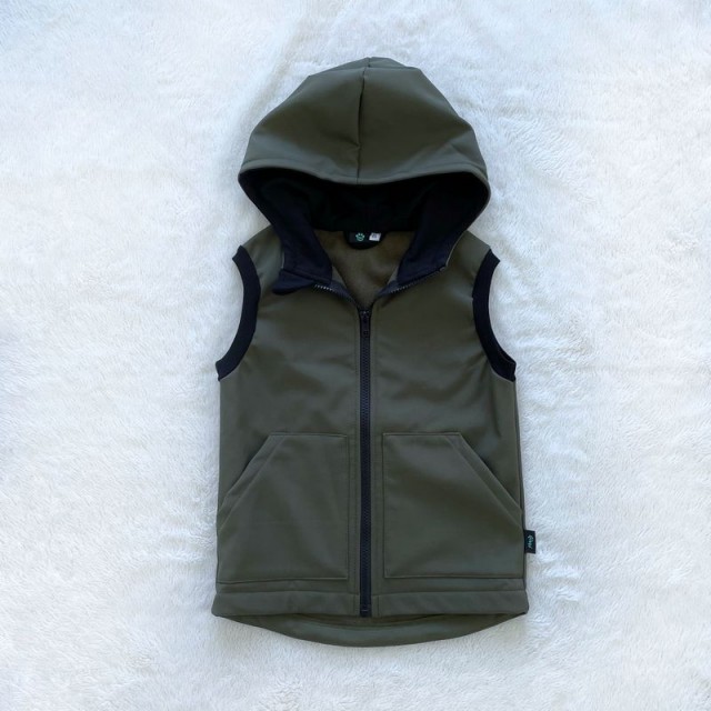 Detská softshellová vesta khaki