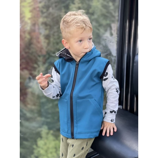 Detská softshellová vesta smaragdová