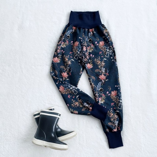 Detské softshellové zateplené nohavice LÚČNE KVETY