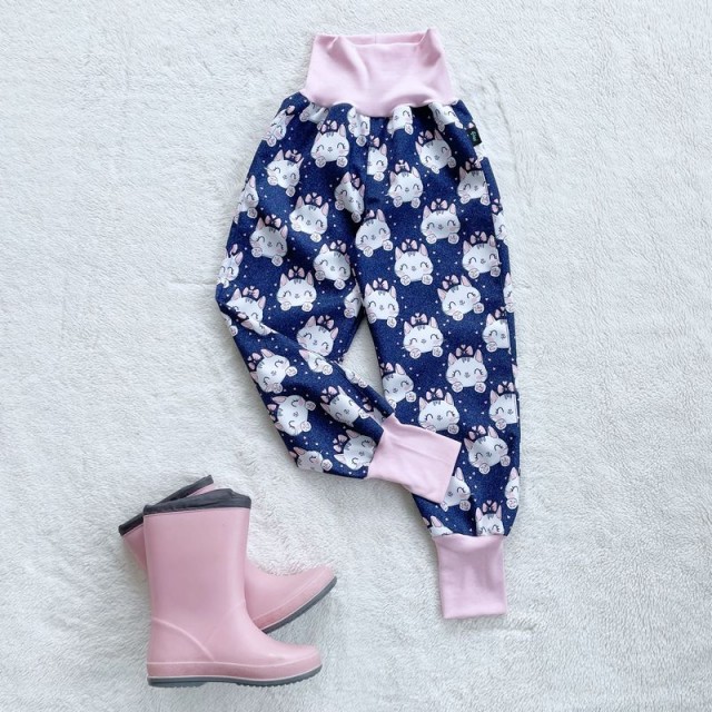 Detské jarné prechodné softshellové nohavice MAČIČKA