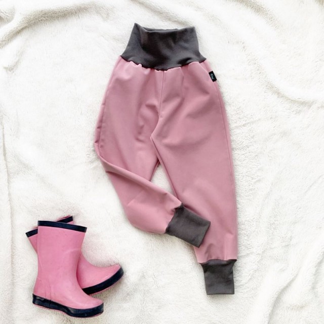 Detské softshellové zateplené nohavice ružové
