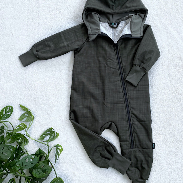 Detský softshellový overal khaki s barančekom