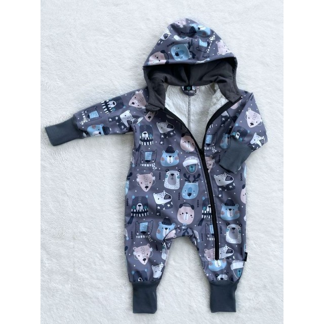 Detský softshellový overal s barančekom MEDVEDÍKY