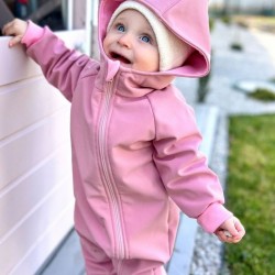 Detský softshellový overal ružový