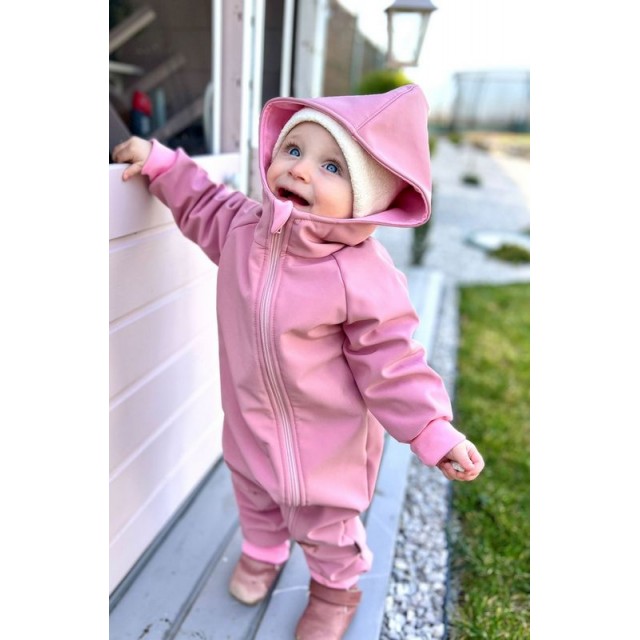 Detský softshellový overal ružový