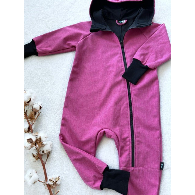 Detský softshellový overal ružový melír