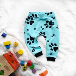 Detské tepláčiky ČIERNE PACKY mentolové